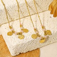 Ig Style French Style Commute Round Stainless Steel Titanium Steel Plating Inlay Natural Stone 18k Gold Plated Pendant Necklace main image 7