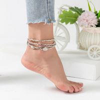 Hip-hop Vintage Style Simple Style Solid Color Artificial Crystal Plastic Shell Beaded Knitting Plating Silver Plated Women's Anklet sku image 4