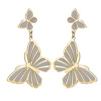 1 Pair Elegant Lady Simple Style Butterfly Plating Metal 304 Stainless Steel Painting Oil Pearl White 18K Gold Plated Drop Earrings main image 5