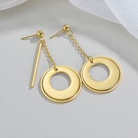 1 Pair Casual Simple Style Commute Round Polishing Plating Metal 304 Stainless Steel 18K Gold Plated Drop Earrings main image 3