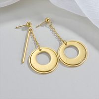 1 Pair Casual Simple Style Commute Round Polishing Plating Metal 304 Stainless Steel 18K Gold Plated Drop Earrings sku image 1