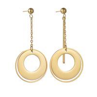 1 Pair Casual Simple Style Commute Round Polishing Plating Metal 304 Stainless Steel 18K Gold Plated Drop Earrings main image 5