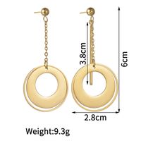 1 Pair Casual Simple Style Commute Round Polishing Plating Metal 304 Stainless Steel 18K Gold Plated Drop Earrings main image 2