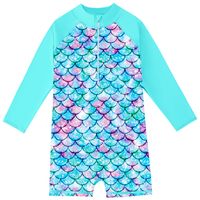 Foreign Trade Children's Swimsuit Long Sleeve Girls' One-piece Mermaid Swimsuit Medium And Big Children Sun Protection Surfing Suit Girls' Swimsuit sku image 1