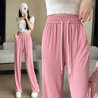 Women's Daily Casual Preppy Style Vacation Solid Color Full Length Straight Pants Wide Leg Pants main image 4