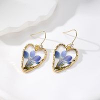 1 Pair Cute Vacation Simple Style Heart Shape Flower Epoxy Inlay Resin Rhinestones Drop Earrings sku image 2