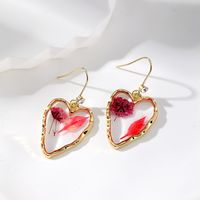 1 Pair Cute Vacation Simple Style Heart Shape Flower Epoxy Inlay Resin Rhinestones Drop Earrings sku image 1