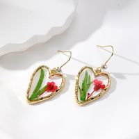 1 Pair Cute Vacation Simple Style Heart Shape Flower Epoxy Inlay Resin Rhinestones Drop Earrings sku image 3