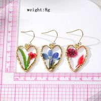 1 Pair Cute Vacation Simple Style Heart Shape Flower Epoxy Inlay Resin Rhinestones Drop Earrings main image 2