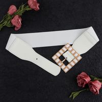 Elegant Square Pu Leather Inlay Artificial Rhinestones Women's Leather Belts main image 3