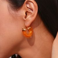 1 Pair Vintage Style Simple Style Classic Style Color Block Plating Stainless Steel 18k Gold Plated Ear Studs main image 5