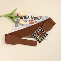 Elegant Square Pu Leather Inlay Artificial Rhinestones Women's Leather Belts main image 9
