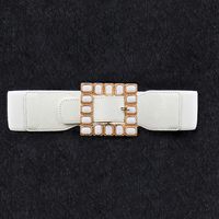 Elegante Cuadrado Cuero Sintético Embutido Diamantes De Imitación Artificiales Mujeres Cinturones De Cuero sku image 1