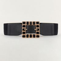 Elegant Square Pu Leather Inlay Artificial Rhinestones Women's Leather Belts sku image 5