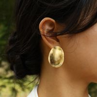 1 Pair Simple Style Oval Plating Metal 201 Stainless Steel Gold Plated Ear Studs main image 1