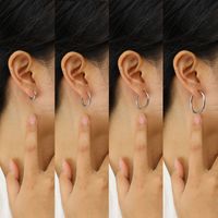 1 Pair Simple Style Solid Color Plating 304 Stainless Steel Hoop Earrings main image 7