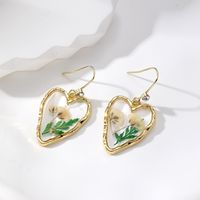 1 Pair Cute Vacation Simple Style Heart Shape Flower Epoxy Inlay Resin Rhinestones Drop Earrings sku image 4