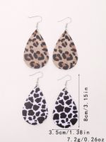 1 Set Vintage Style Simple Style Leaf Flower Leopard Pu Leather Drop Earrings sku image 1