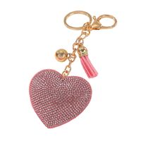 Simple Style Love Electrocardiogram Heart Shape Alloy Korean Velvet Tassel Inlay Rhinestones Bag Pendant Keychain main image 6