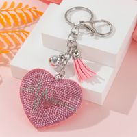 Simple Style Love Electrocardiogram Heart Shape Alloy Korean Velvet Tassel Inlay Rhinestones Bag Pendant Keychain sku image 4