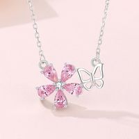Simple Style Flower Sterling Silver Plating Pendant Necklace main image 1
