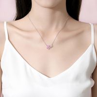 Simple Style Flower Sterling Silver Plating Pendant Necklace main image 3
