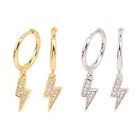 1 Pair Simple Style Lightning Plating Inlay Sterling Silver Zircon White Gold Plated Gold Plated Drop Earrings main image 1