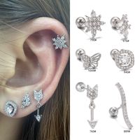1 Piece Ig Style Simple Style Geometric Plating Inlay Brass Zircon 18k Gold Plated White Gold Plated Ear Studs main image 1