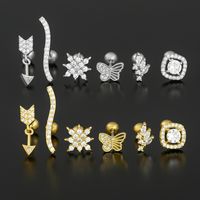 1 Piece Ig Style Simple Style Geometric Plating Inlay Brass Zircon 18k Gold Plated White Gold Plated Ear Studs main image 4