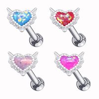 1 Piece Ear Cartilage Rings & Studs Cute Simple Style Heart Shape 316 Stainless Steel  Copper Plating Inlay Acrylic White Gold Plated main image 1