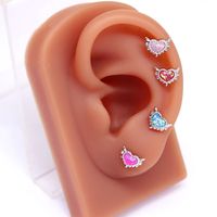 1 Piece Ear Cartilage Rings & Studs Cute Simple Style Heart Shape 316 Stainless Steel  Copper Plating Inlay Acrylic White Gold Plated main image 3