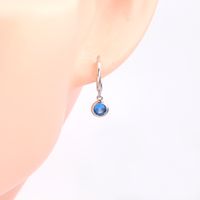 1 Pair Simple Style Round Inlay Sterling Silver Birthstone Drop Earrings main image 7