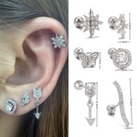 1 Piece Ig Style Simple Style Geometric Plating Inlay Brass Zircon 18k Gold Plated White Gold Plated Ear Studs main image 2