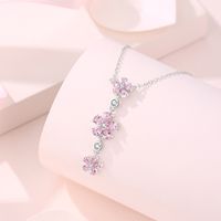 Simple Style Flower Sterling Silver Pendant Necklace main image 4