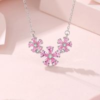 Simple Style Flower Sterling Silver Pendant Necklace main image video