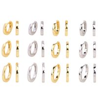 1 Pair Simple Style Round Solid Color Plating Sterling Silver White Gold Plated Gold Plated Earrings main image 1
