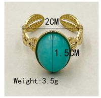 304 Stainless Steel 14K Gold Plated Retro Plating Inlay Solid Color Natural Stone Opal Open Rings main image 2