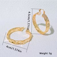 1 Pair Elegant Solid Color Plating Pleated Stainless Steel Gold Plated Earrings main image 3