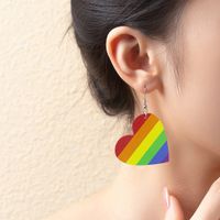 1 Pair Modern Style Simple Style Rainbow Heart Shape Butterfly Pu Leather Drop Earrings Ear Studs main image 4