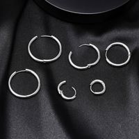 1 Pair Simple Style Solid Color Plating 304 Stainless Steel Hoop Earrings main image 3
