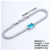Copper Rhodium Plated IG Style Casual Simple Style Plating Chain Inlay Square Zircon Bracelets main image 2