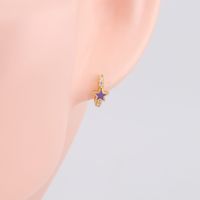 1 Pair Sweet Star Enamel Plating Inlay Sterling Silver Zircon White Gold Plated Gold Plated Hoop Earrings main image 5