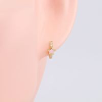1 Pair Sweet Star Enamel Plating Inlay Sterling Silver Zircon White Gold Plated Gold Plated Hoop Earrings main image 4
