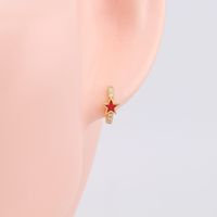 1 Pair Sweet Star Enamel Plating Inlay Sterling Silver Zircon White Gold Plated Gold Plated Hoop Earrings main image 7