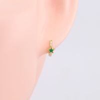 1 Pair Sweet Star Enamel Plating Inlay Sterling Silver Zircon White Gold Plated Gold Plated Hoop Earrings main image 9