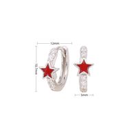 1 Pair Sweet Star Enamel Plating Inlay Sterling Silver Zircon White Gold Plated Gold Plated Hoop Earrings main image 3