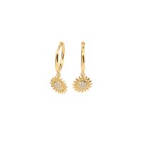 1 Pair Ig Style Sunflower Plating Inlay Sterling Silver Zircon White Gold Plated Gold Plated Earrings main image 1