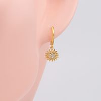 1 Pair Ig Style Sunflower Plating Inlay Sterling Silver Zircon White Gold Plated Gold Plated Earrings main image 4