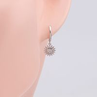 1 Pair Ig Style Sunflower Plating Inlay Sterling Silver Zircon White Gold Plated Gold Plated Earrings main image 5