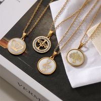 Ig Style Simple Style Life Tree Crown Stainless Steel Plating Inlay Shell Zircon Pendant Necklace main image 1